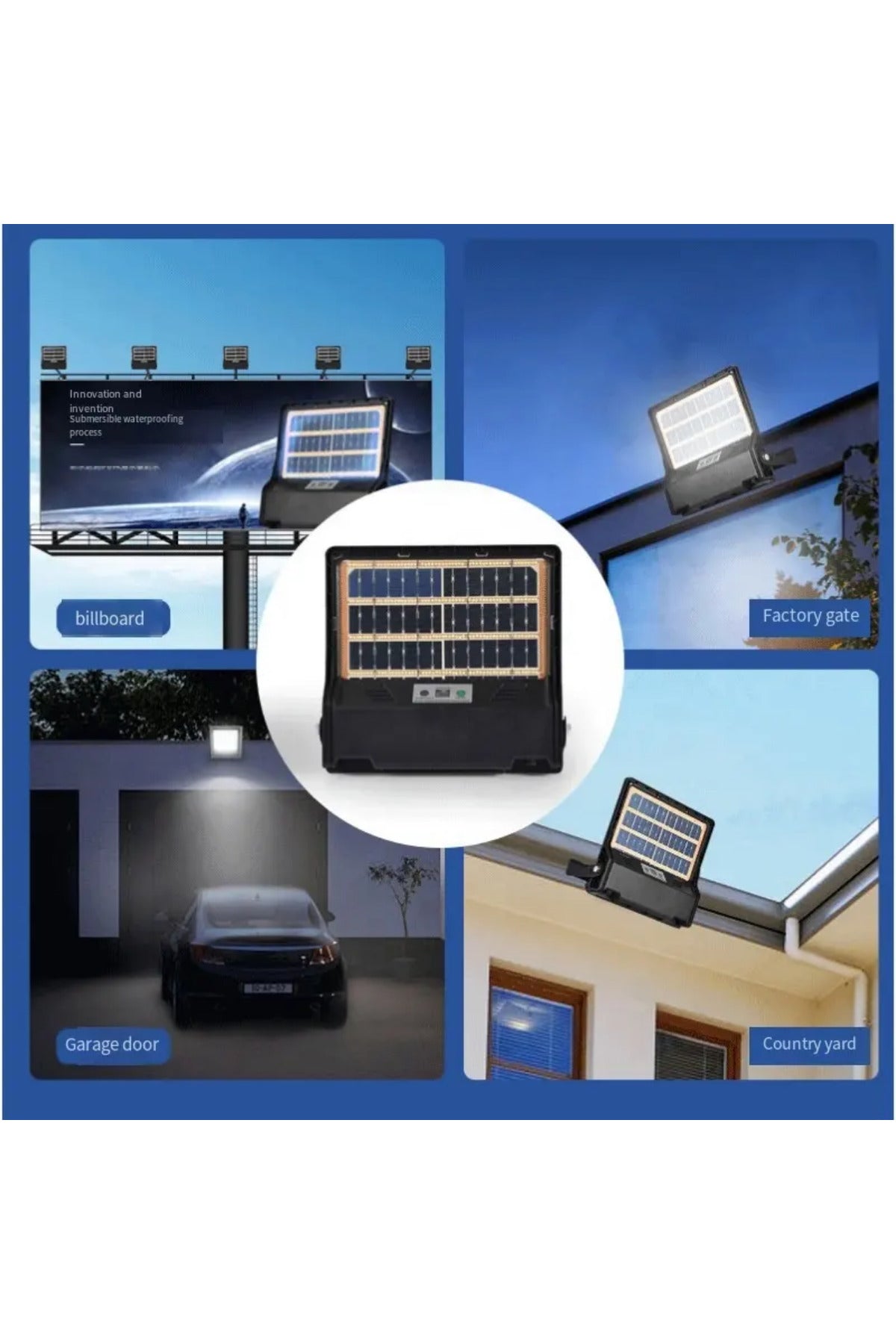 200W Çift Taraflı Güneş Enerjili Paneli Ultra İnce LED Projektör| Su Geçirmez, Sensörlü, kumandalı