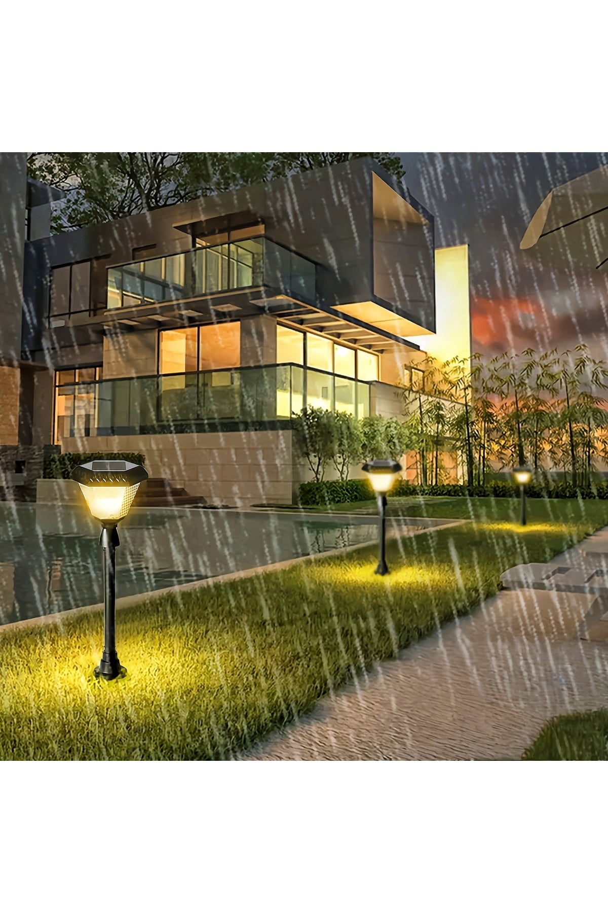 RGB'li 10’lu Set Güneş Enerjili Dekoratif LED Bahçe Lambası, Kumandalı, Su Geçirmez