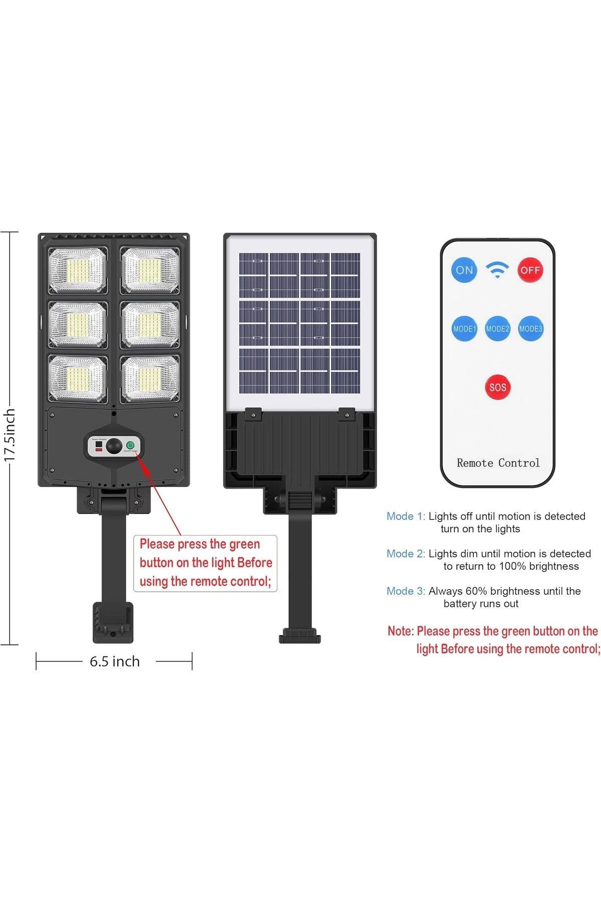 120 watt Güneş Enerjili Bahçe Aydınlatması| Su Geçirmez, Sensörlü, Kumandalı