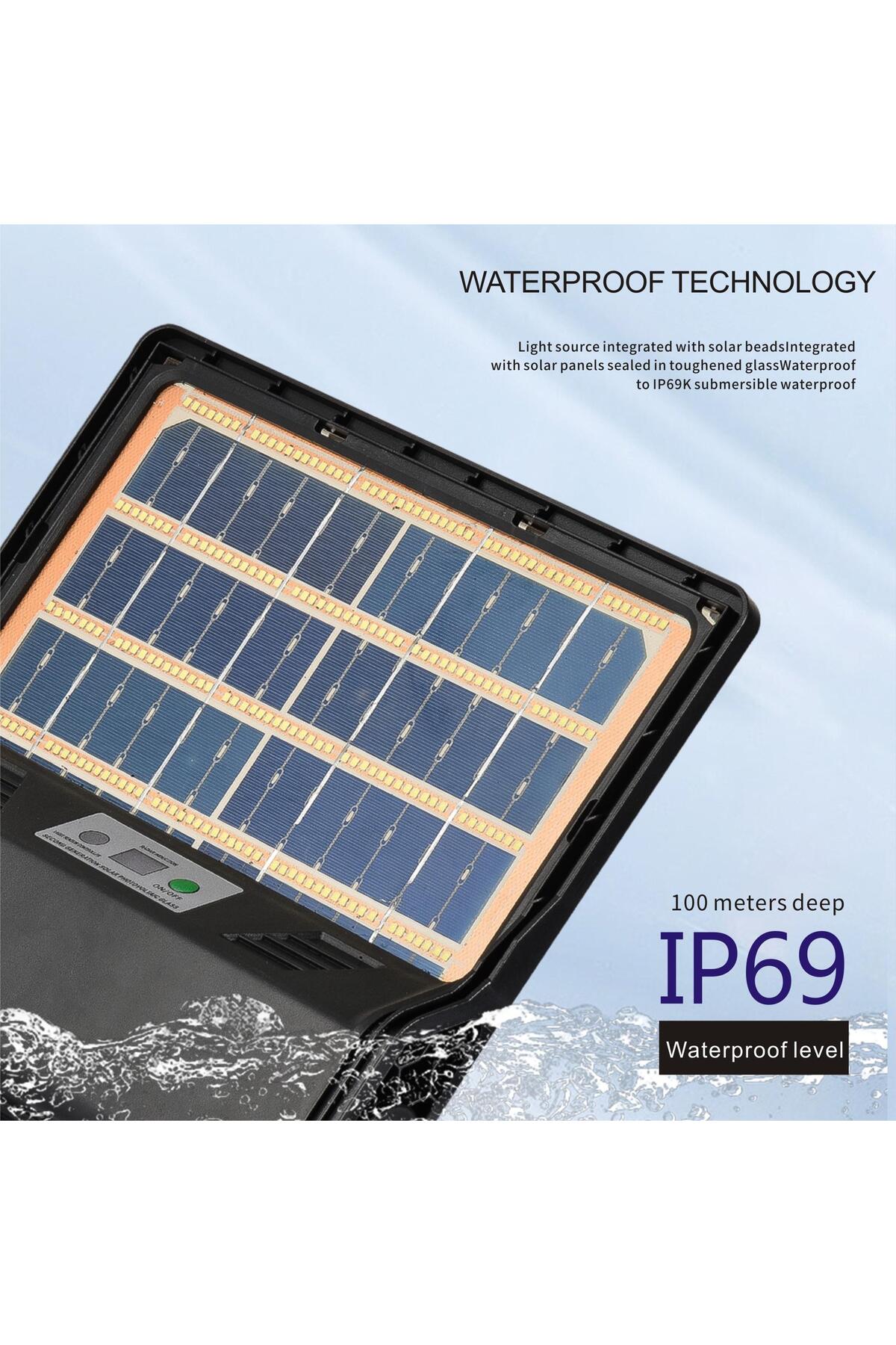 400W Çift Taraflı Güneş Enerjili Paneli Ultra İnce LED Projektör| Su Geçirmez, Sensörlü, kumandalı