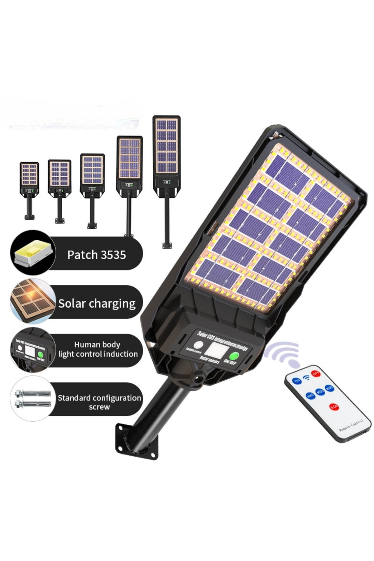 400W Çift Yüzey Şarjlı Güneş Enerjili Ultra İnce LED Sokak Lambası| Su Geçirmez, Sensörlü, kumandalı