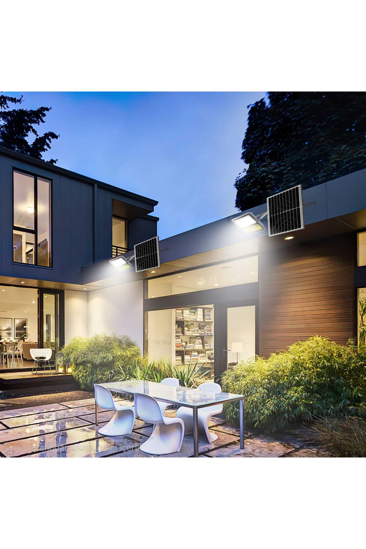 2 Adet 300 W Proje Tipi Belediye Kalitesi Güneş Enerjili Projektör| Su Geçirmez, Sensörlü, kumandalı