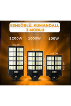 1000W Güneş Enerjili Ultra Parlak LED Sokak Lambası| Su Geçirmez, Sensörlü, kumandalı