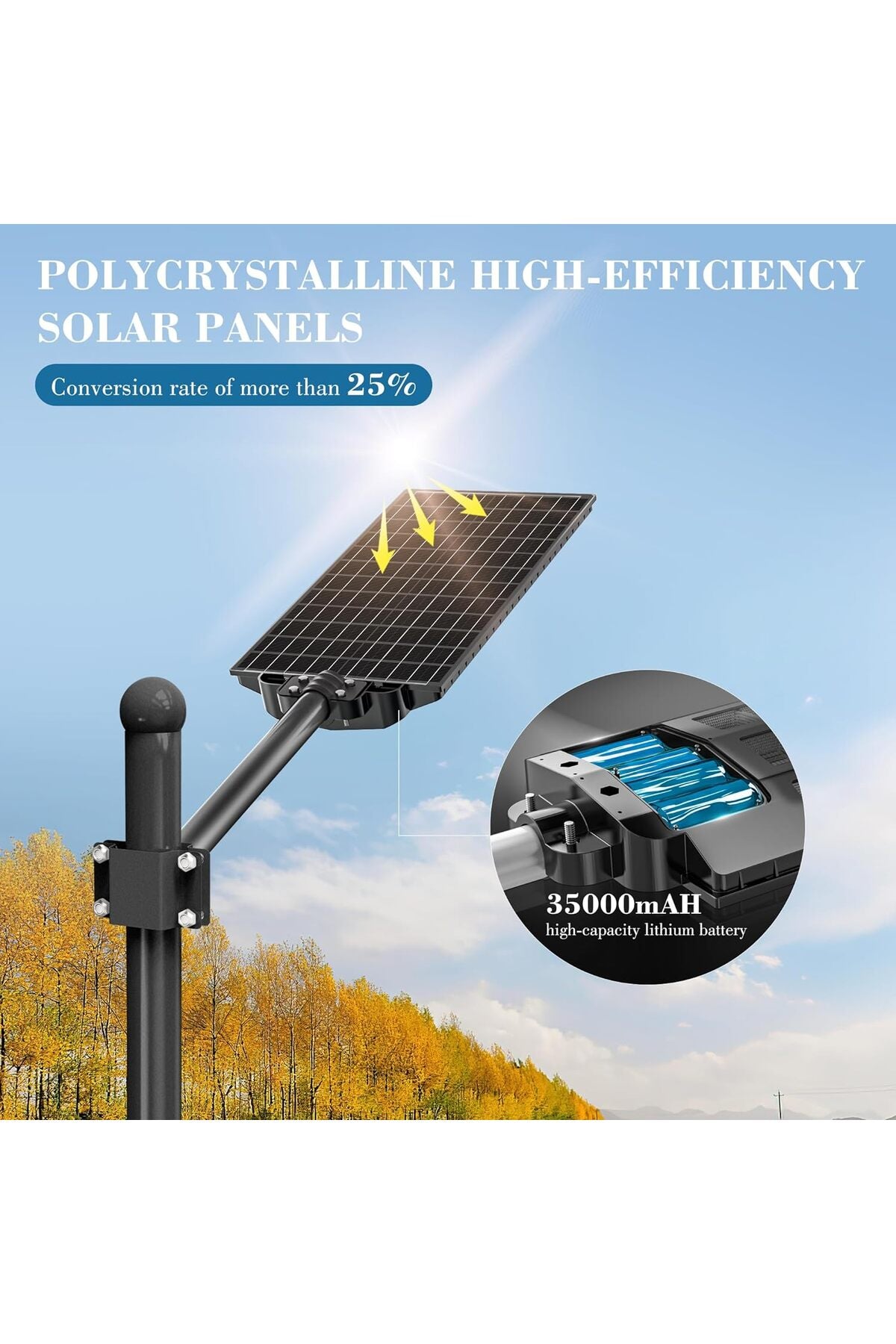 300W Hareket Sensörlü 6 Led Sokak Lambası| Su Geçirmez, Kumandalı, 3modlu