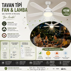 Tavan Tipi Fan & Lamba 45W